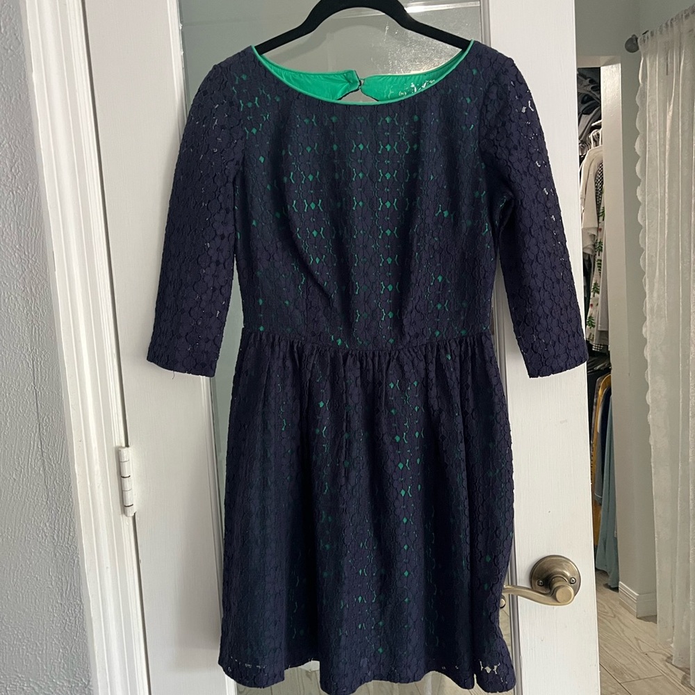 Lilly Pulitzer Navy Lace Dress with Green Lining